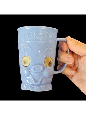 Porky Pig Warner Bros 1950’s Blue Cup Lenticular Flicker Eyes Base Chipped